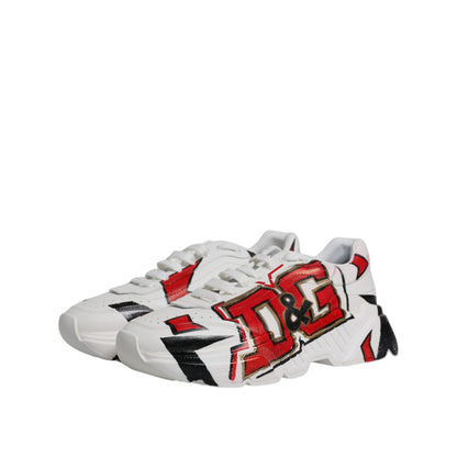 Dolce & Gabbana White Daymaster Hand Painted Sneakers Shoes