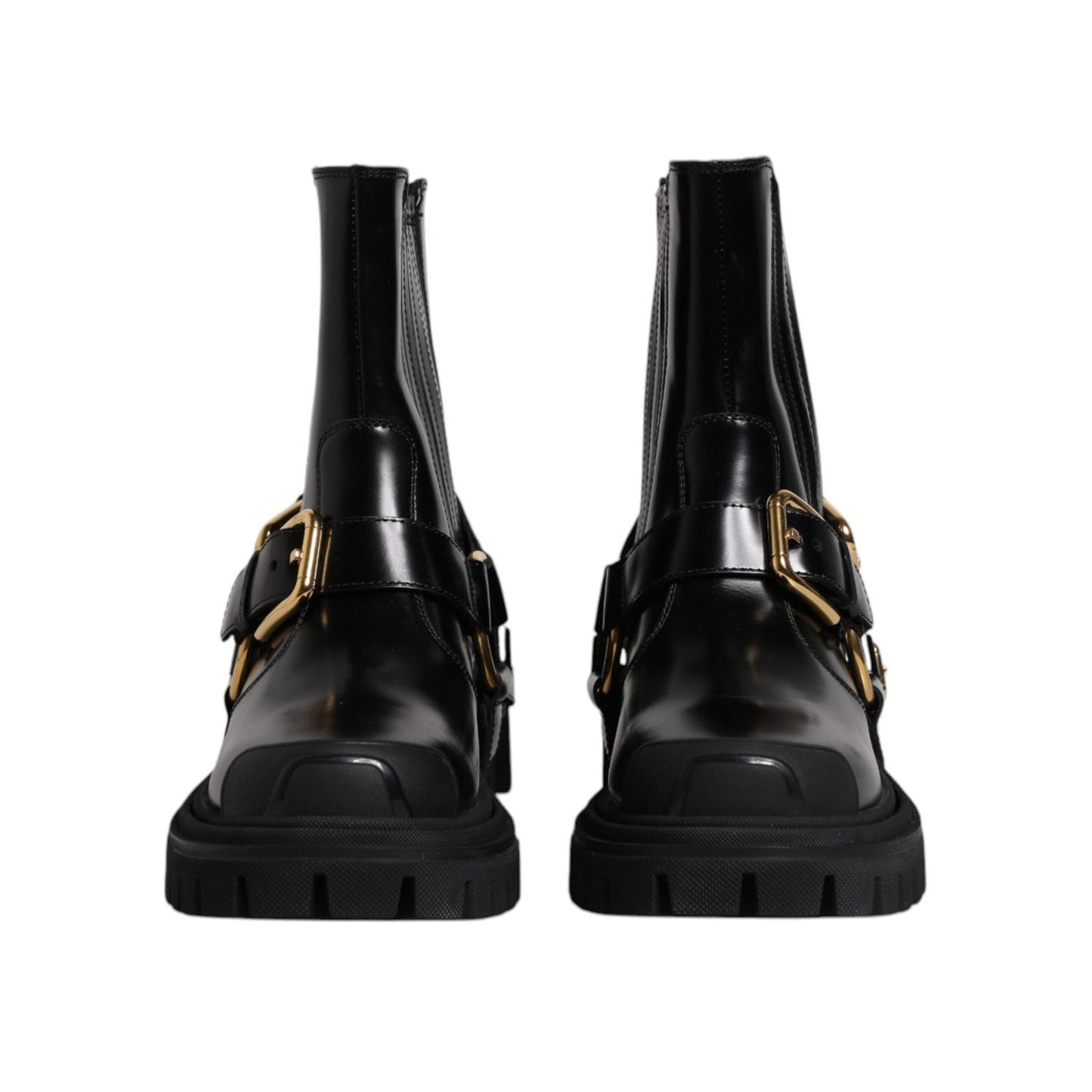 Dolce & Gabbana Black Leather Slip On Stretch Trekking Boots Shoes