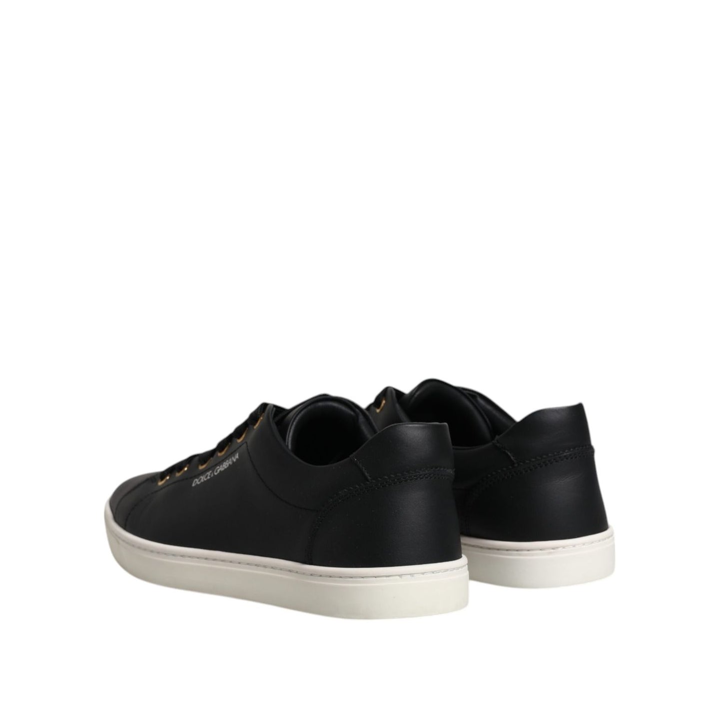 Dolce & Gabbana Black Leather Logo London Sneaker Shoes