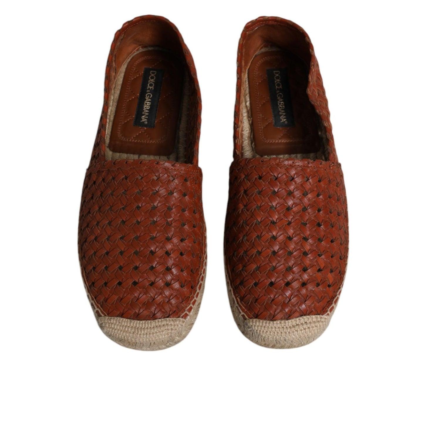 Dolce & Gabbana Maroon Woven Leather Men Espadrille Shoes