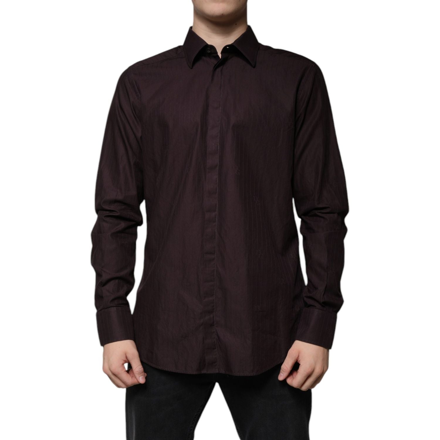 Dolce & Gabbana Purple Cotton Slim Fit MARTINI Dress Shirt