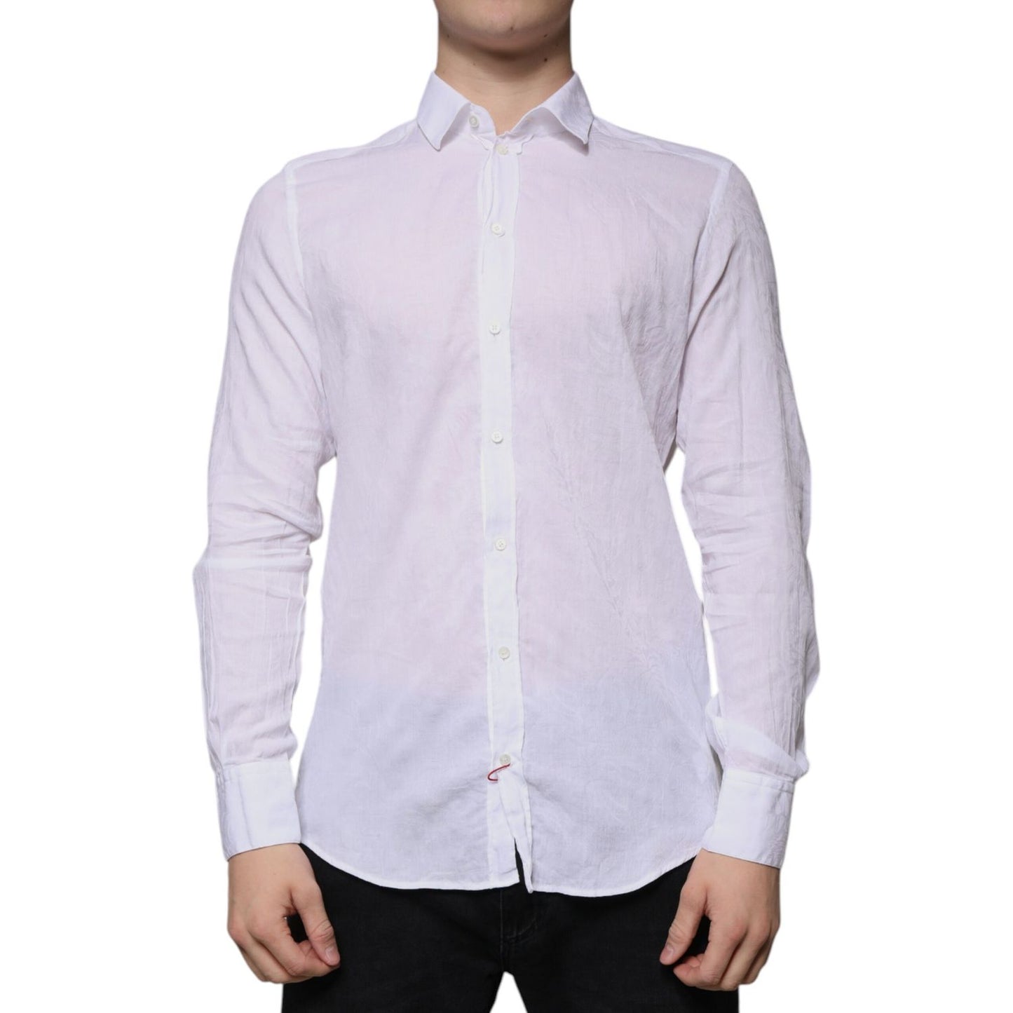 Dolce & Gabbana White Cotton Slim Fit Men Formal Dress Shirt