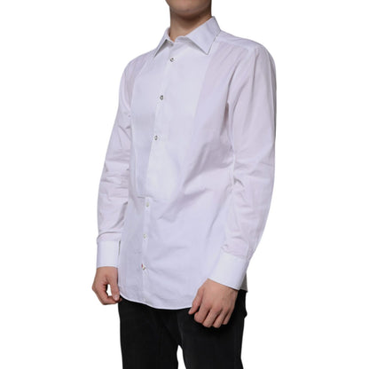 Dolce & Gabbana White Bib Cotton Poplin GOLD Men Formal Shirt