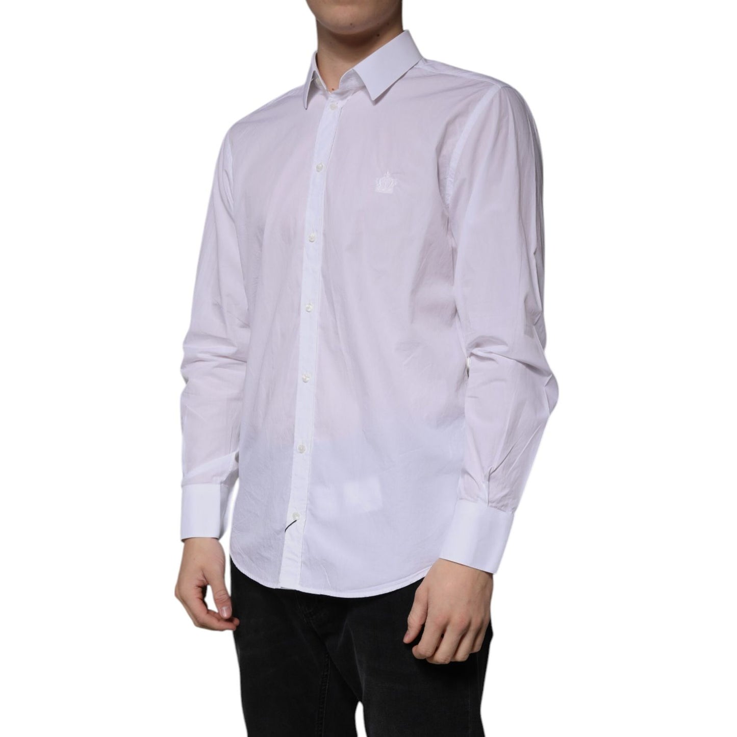 Dolce & Gabbana White Cotton Slim Fit MARTINI Men Dress Shirt