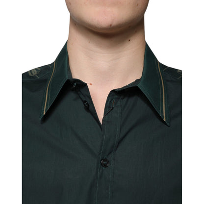 Dolce & Gabbana Green Logo Long Sleeve MARTINI Casual Shirt