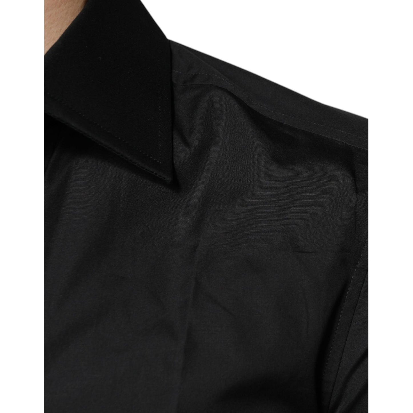 Dolce & Gabbana Black Cotton Formal Long Sleeves Dress Shirt