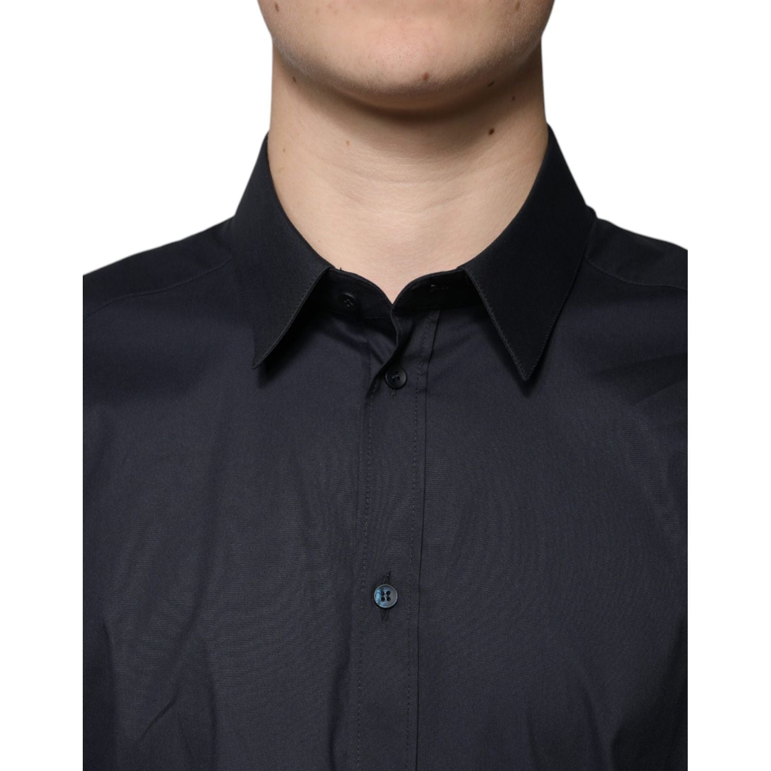 Dolce & Gabbana Black Cotton Blend Formal GOLD Dress Shirt