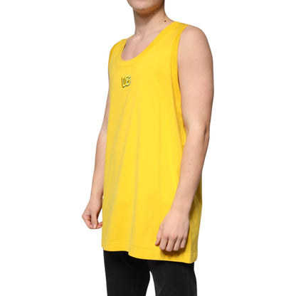 Dolce & Gabbana Yellow Cotton Round Neck Sleeveless T-shirt
