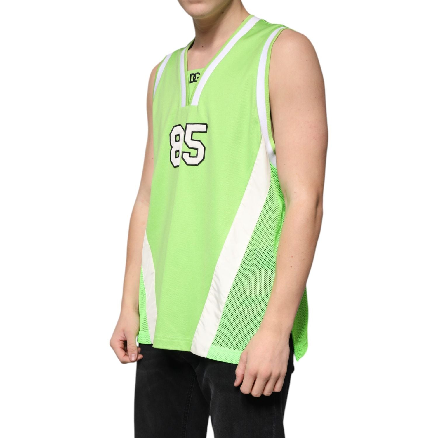 Dolce & Gabbana Green Polyester Jersey Sleeveless T-shirt