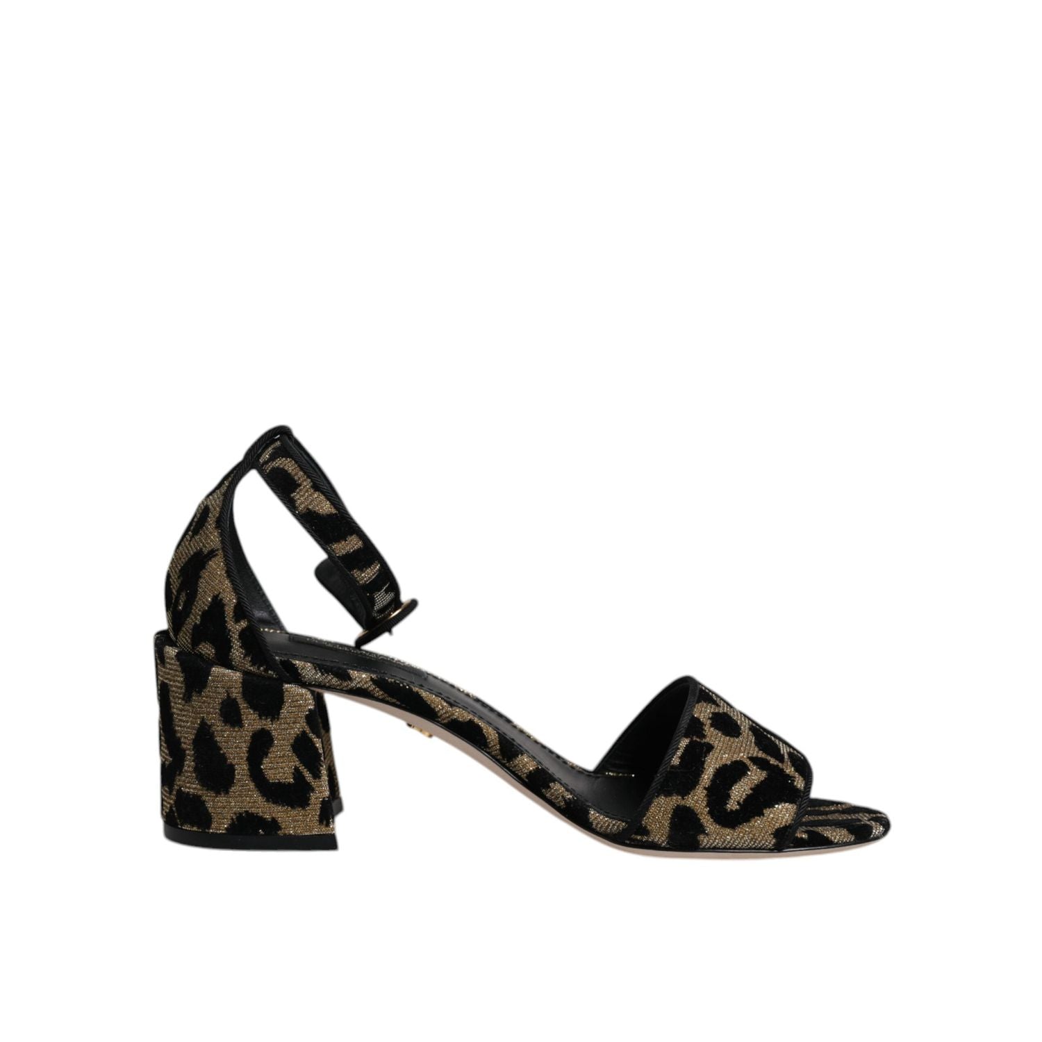 Dolce & Gabbana Gold Leopard Lurex Ankle Strap Heels Sandals Shoes
