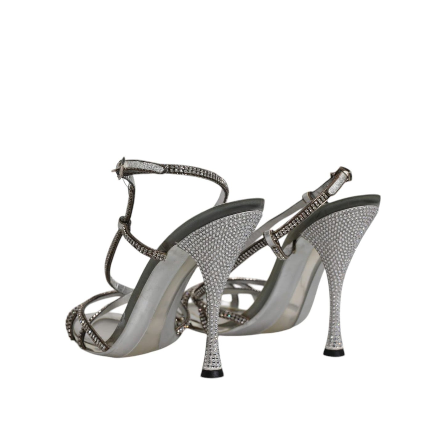 Dolce & Gabbana Silver Crystal Slingback KEIRA Sandals Shoes