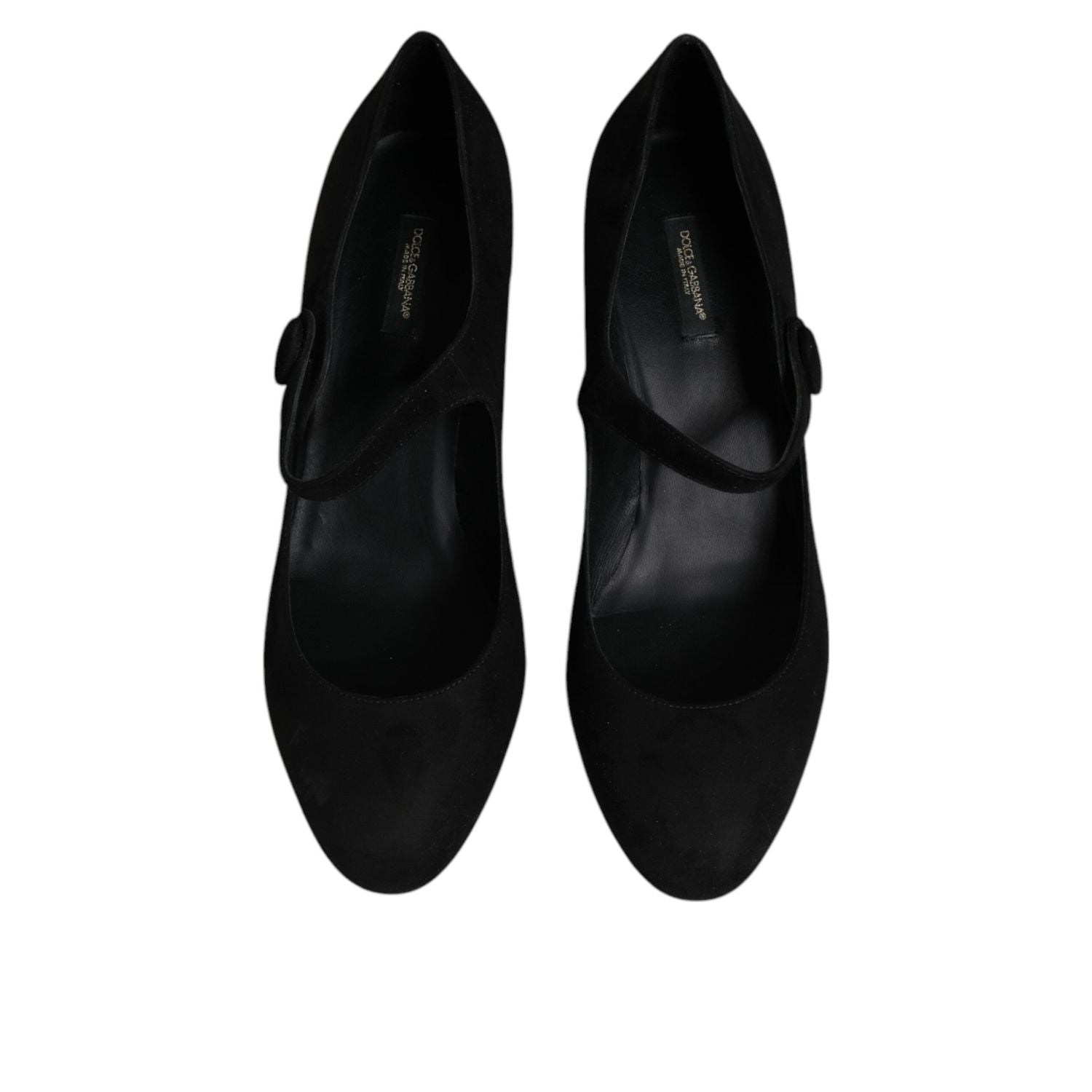 Dolce & Gabbana Black Suede Leather Block Heels Pumps Shoes