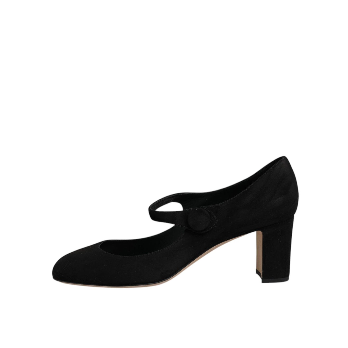Dolce & Gabbana Black Suede Leather Block Heels Pumps Shoes