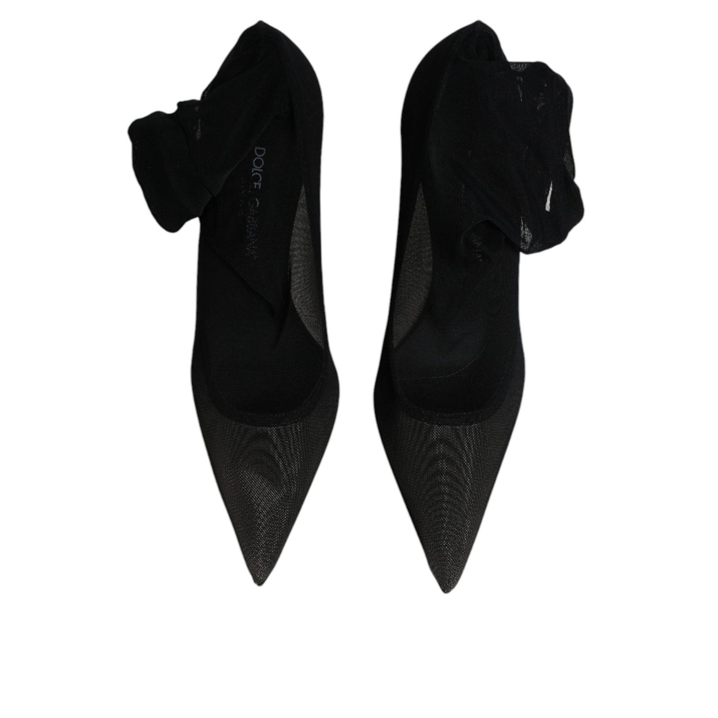 Dolce & Gabbana Black Viscose Mesh Sock Style Boots Shoes