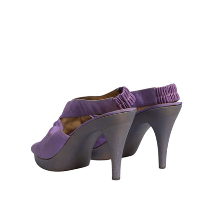 Dolce & Gabbana Purple Platform Slingback Heels Sandals Shoes