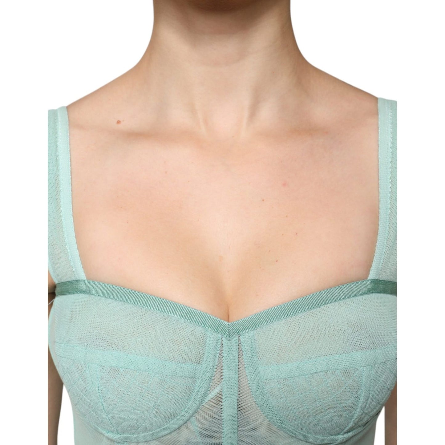 Dolce & Gabbana Green Cotton Bustier Corset Sleeveless Top