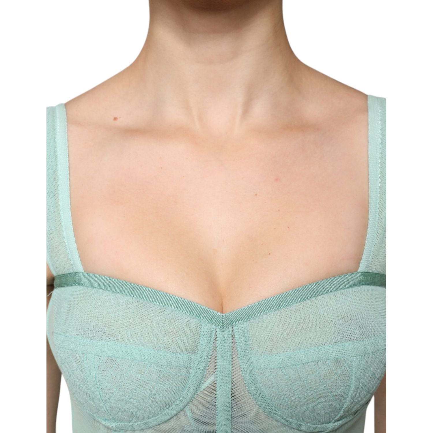 Dolce & Gabbana Green Cotton Bustier Corset Sleeveless Top