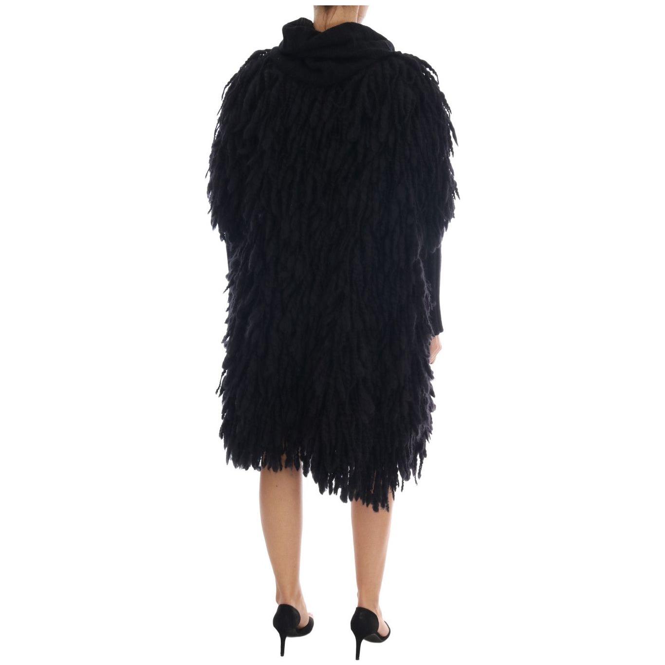 Dolce & Gabbana Black Fringes Wool Pullover Sweater