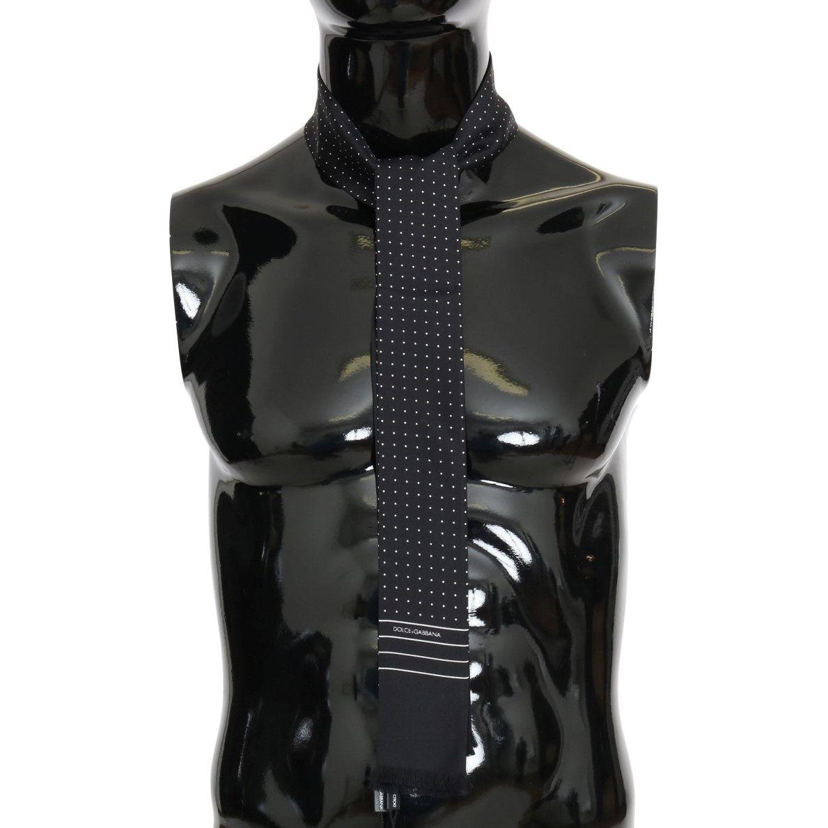 Dolce & Gabbana Dark Blue Polka Dotted Silk Scarf