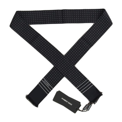 Dolce & Gabbana Dark Blue Polka Dotted Silk Scarf