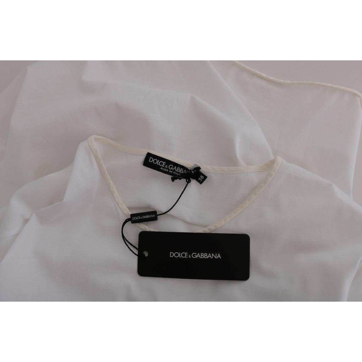 Dolce & Gabbana White Cotton Silk T-Shirt