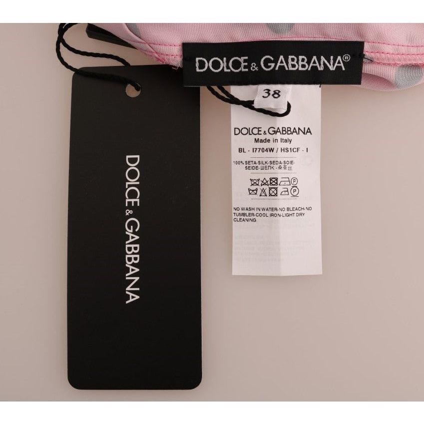 Dolce & Gabbana Pink Polka Dotted Silk Blouse