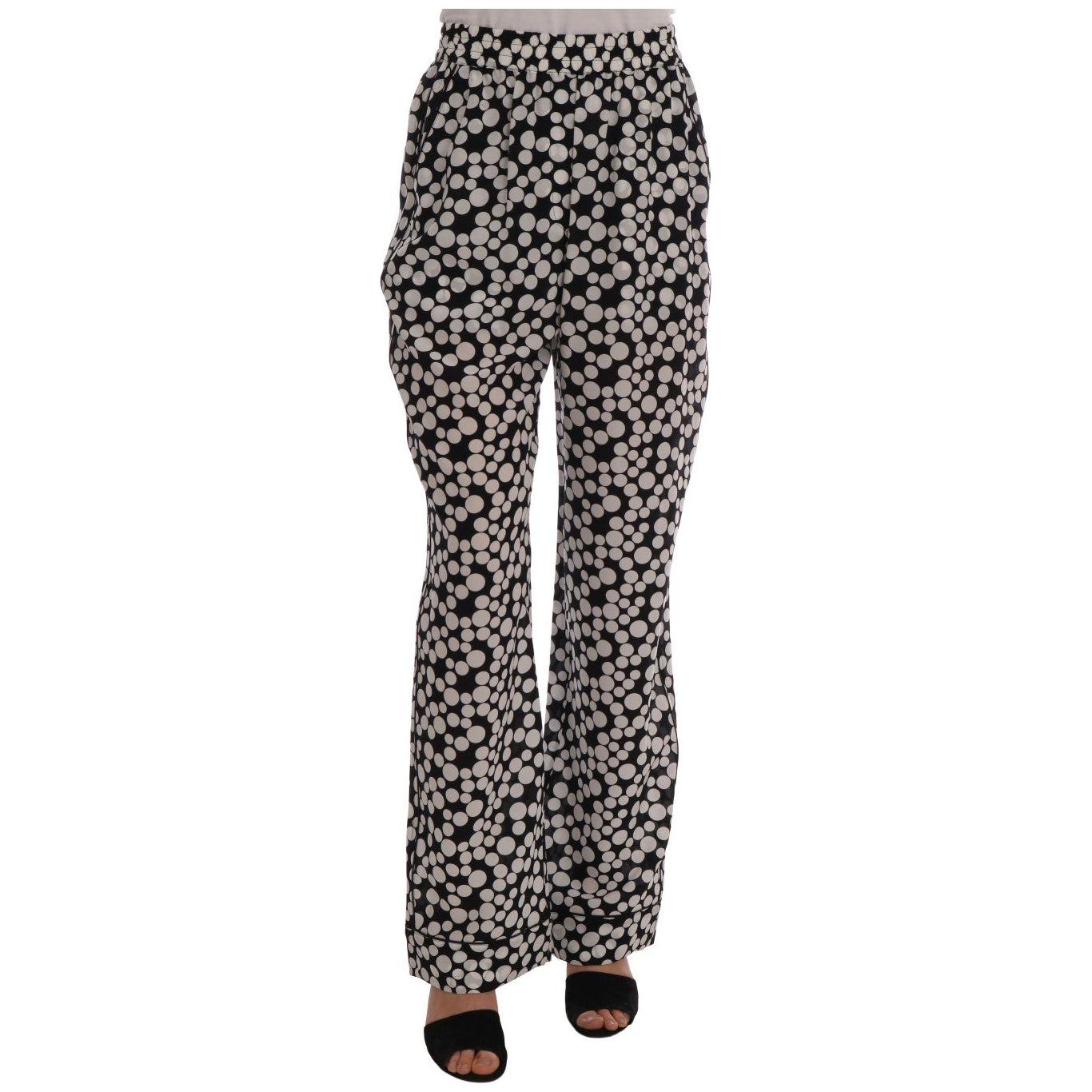 Dolce & Gabbana Black White Polka Dottes Silk Pants Jeans & Pants