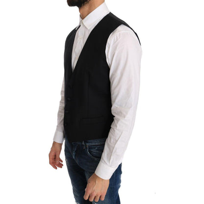 Dolce & Gabbana Black Wool Silk Vest