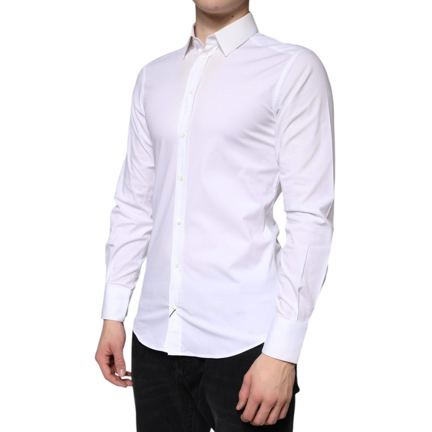 Dolce & Gabbana White Cotton Formal Men GOLD Dress Shirt