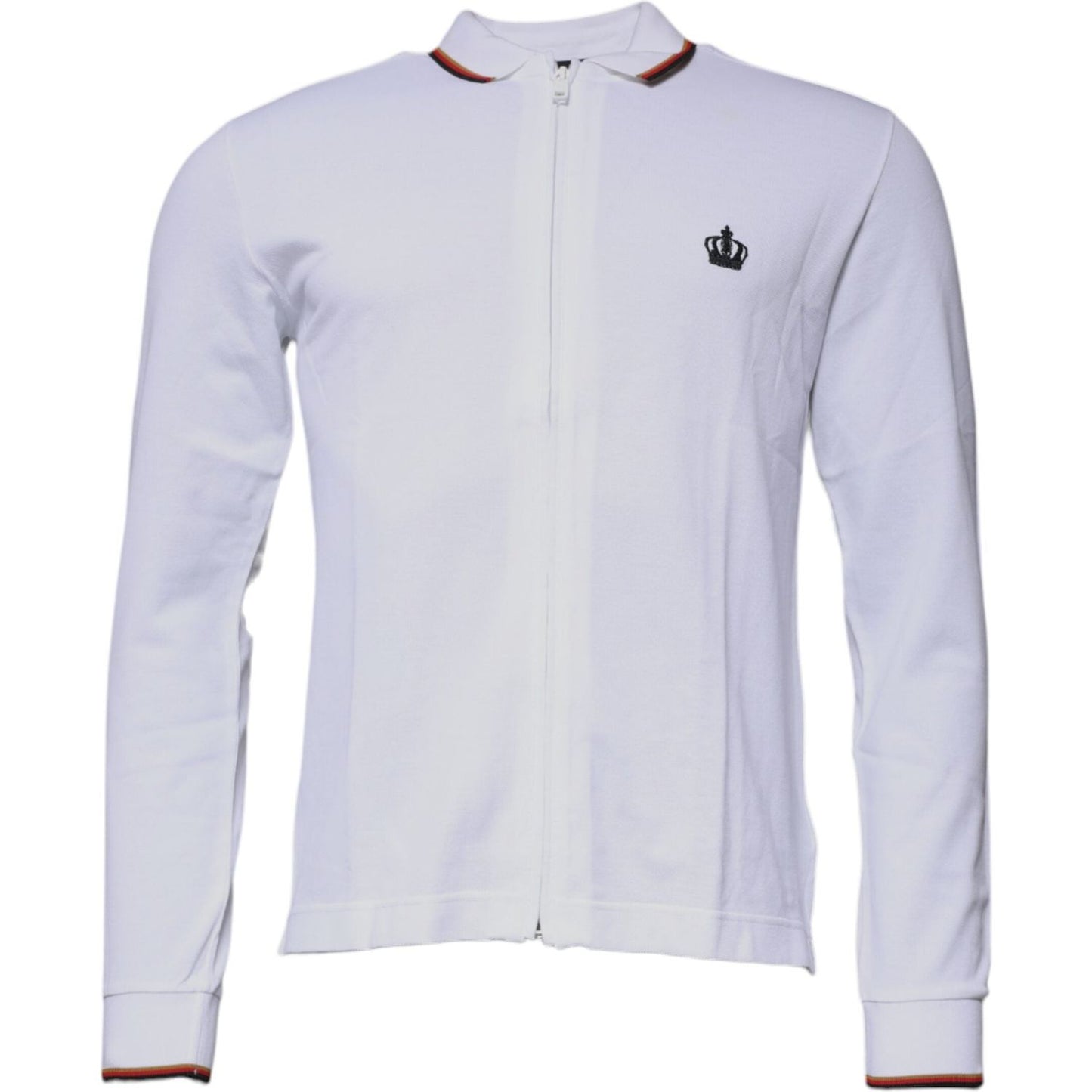 Dolce & Gabbana White Crown Men Full Zip Sweatshirt Sweater