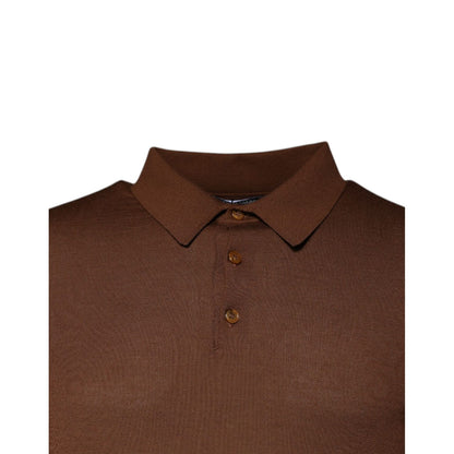 Dolce & Gabbana Brown Cashmere Buttoned Men Pullover Sweater