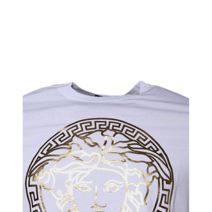 Versace White Medusa Print Cotton Crew Neck T-shirt
