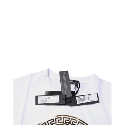 Versace White Medusa Print Cotton Crew Neck T-shirt
