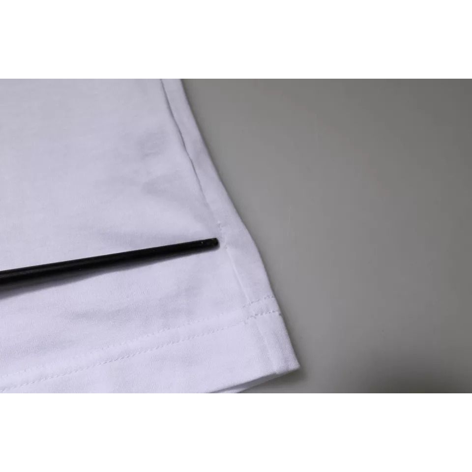 Dolce & Gabbana White Panda King Cotton Crew Neck T-shirt