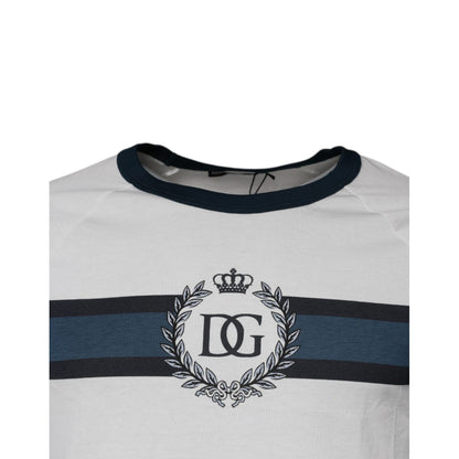 Dolce & Gabbana White DG Crown Cotton Crew Neck T-shirt