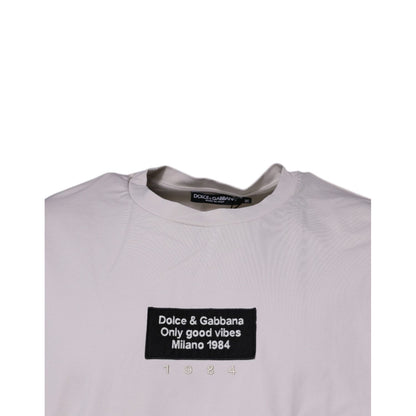 Dolce & Gabbana Beige DG Logo Crew Neck Short Sleeves T-shirt