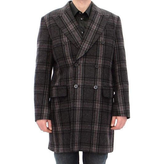 Dolce & Gabbana Gray Double Breasted Coat Jacket Coats & Jackets