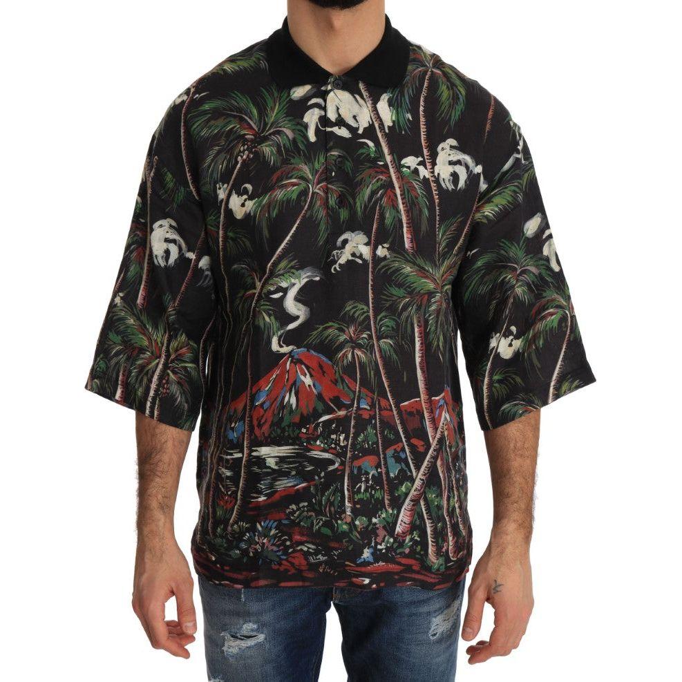 Dolce & Gabbana Black Volcano Sicily Short Sleeve T-Shirt