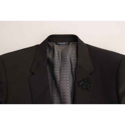 Dolce & Gabbana Brown Wool Crystal Bee Slim Fit MARTINI Suit