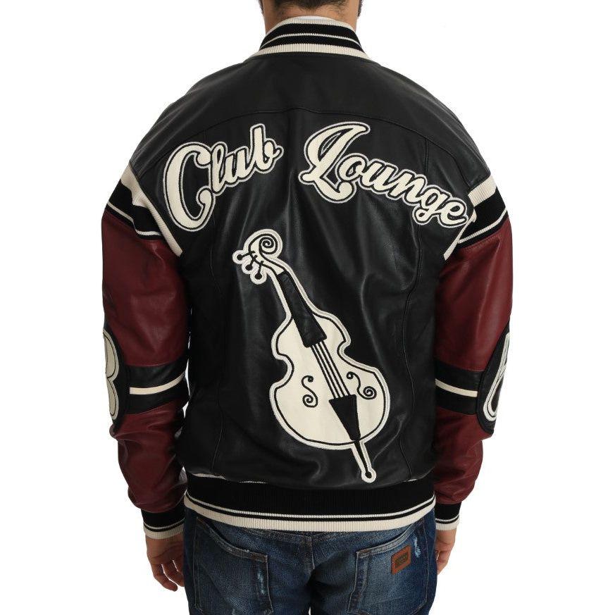 Dolce & Gabbana Leather Club Lounge Black Red Jacket MAN COATS & JACKETS
