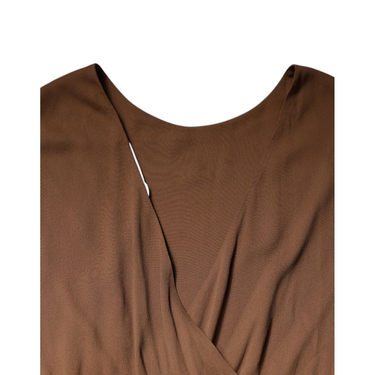 Fabiana Filippi Brown Sleeveless Deep V-neck A-line Long Maxi Dress