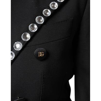 Dolce & Gabbana Black Crystal Double Breasted Blazer Jacket