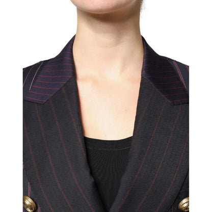 Dolce & Gabbana Multicolor Stripes Wool Cropped Blazer Coat Jacket