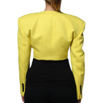 Dolce & Gabbana Lemon Yellow Wool Long Sleeves Cropped Coat Jacket