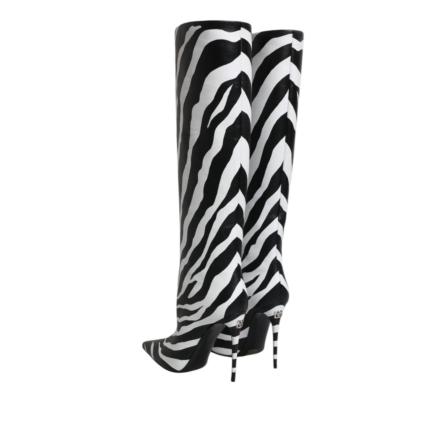 Dolce & Gabbana Black White Zebra Heels High Boots Shoes