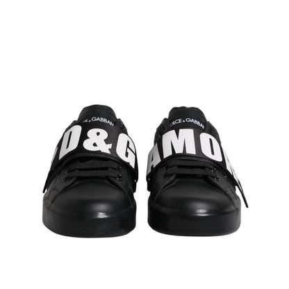 Dolce & Gabbana Black D&G AMORE Low Top Sneakers Shoes