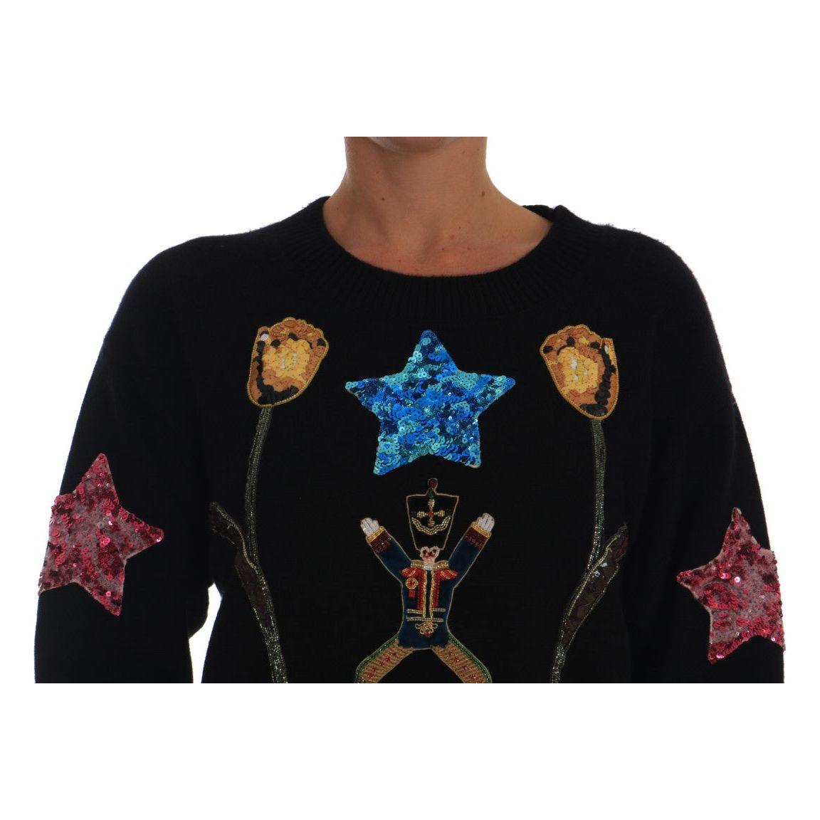 Dolce & Gabbana Fairy Tale Crystal Black Cashmere Sweater
