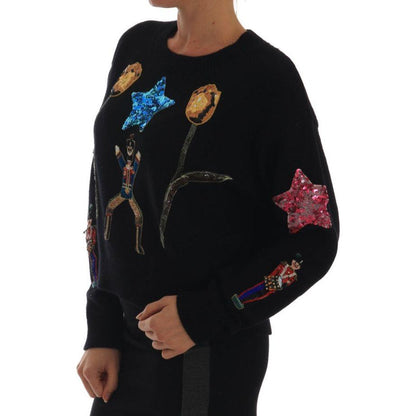 Dolce & Gabbana Fairy Tale Crystal Black Cashmere Sweater