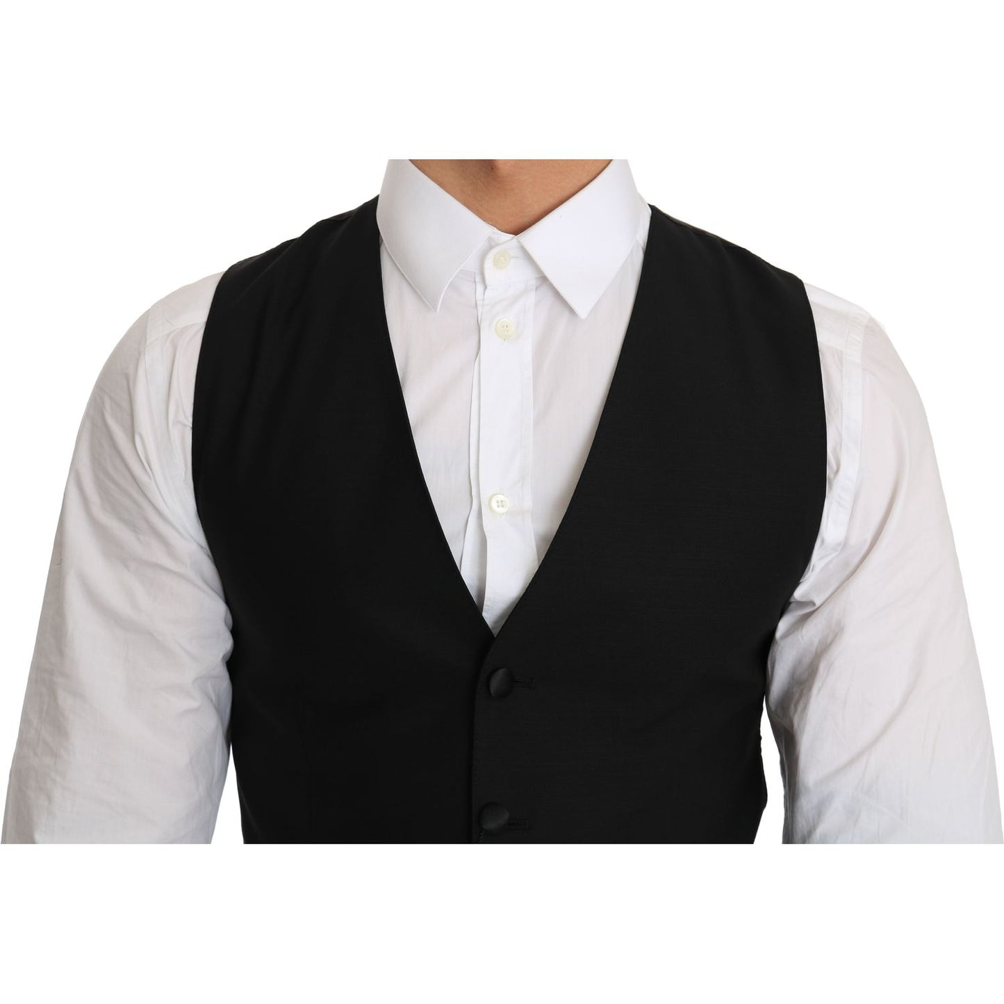 Dolce & Gabbana Black Wool Dress Waistcoat
