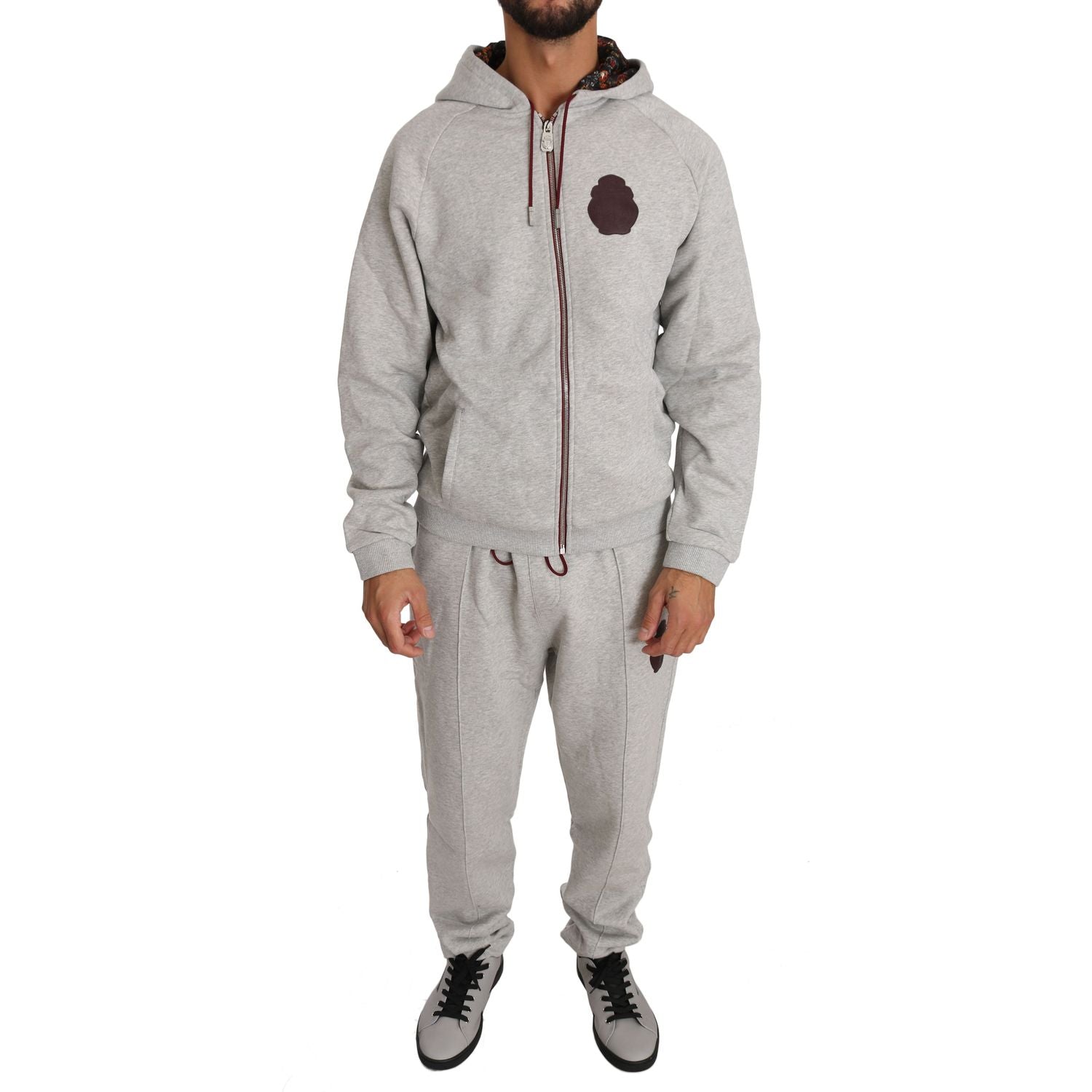 Billionaire Italian Couture Gray Cotton Sweater Pants Tracksuit